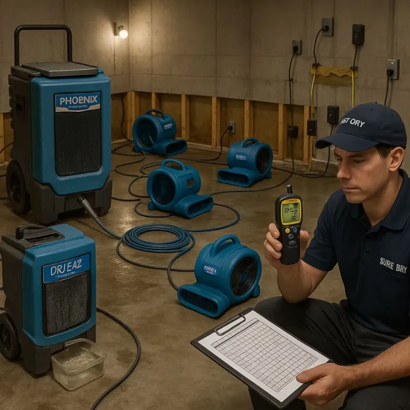 Structural Drying and Dehumidification process in Yucaipa, CA